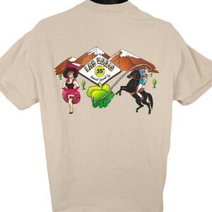 Vintage Las Vegas Round Up T Shirt Mens Size Large Beige Y2K 2001 Rodeo Cowboy